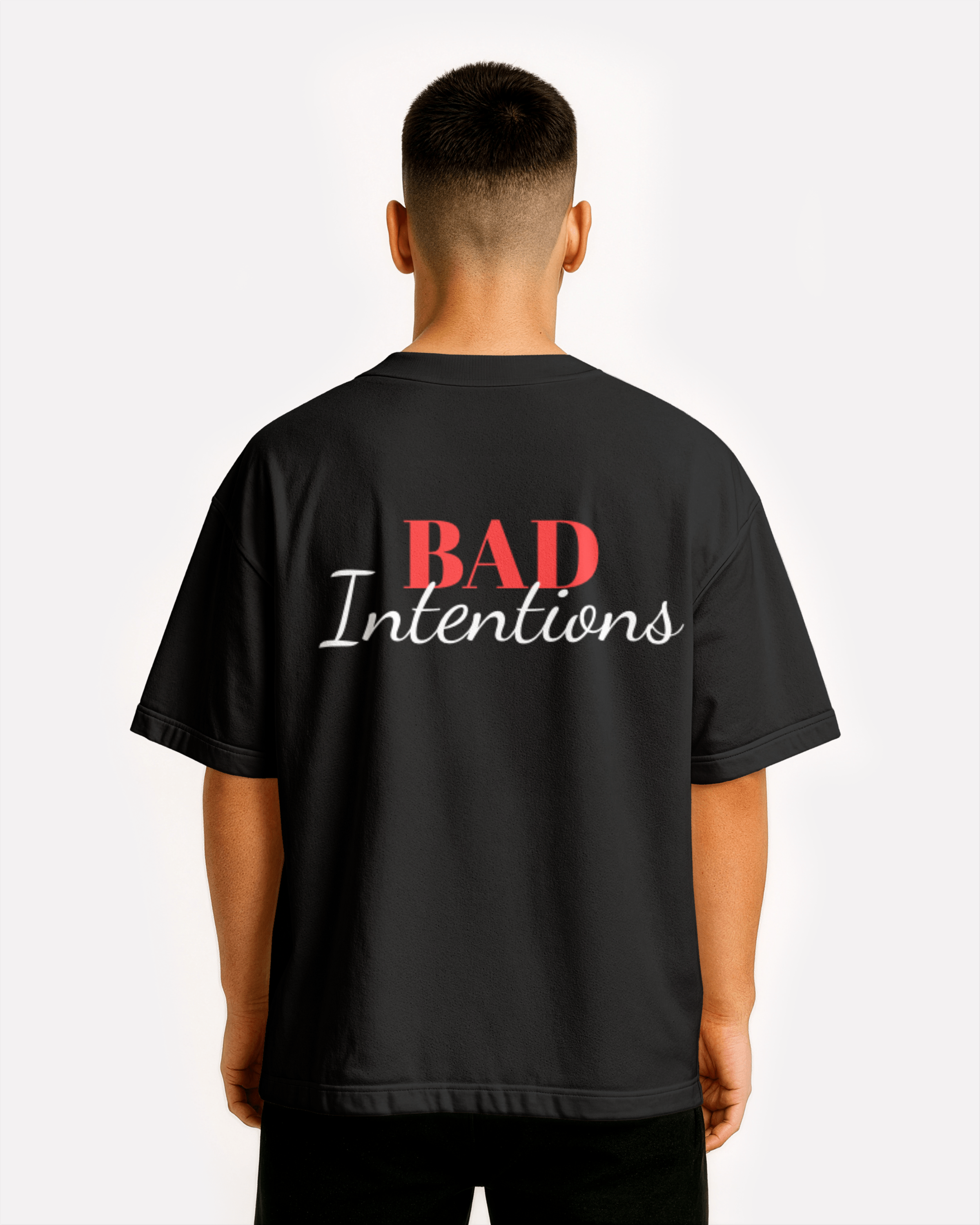 Bad Intentions Box Tee — Graphic Black Statement T‑Shirt